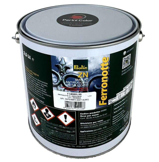 FERRONOTTE-ZN-GRIGIO-BASE Ferronotte ZN Grigio PAULIN Smalto antiruggine metallizzato - immagine 1